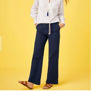 Talbots Navy Twill Wide-leg Pant Sz 6